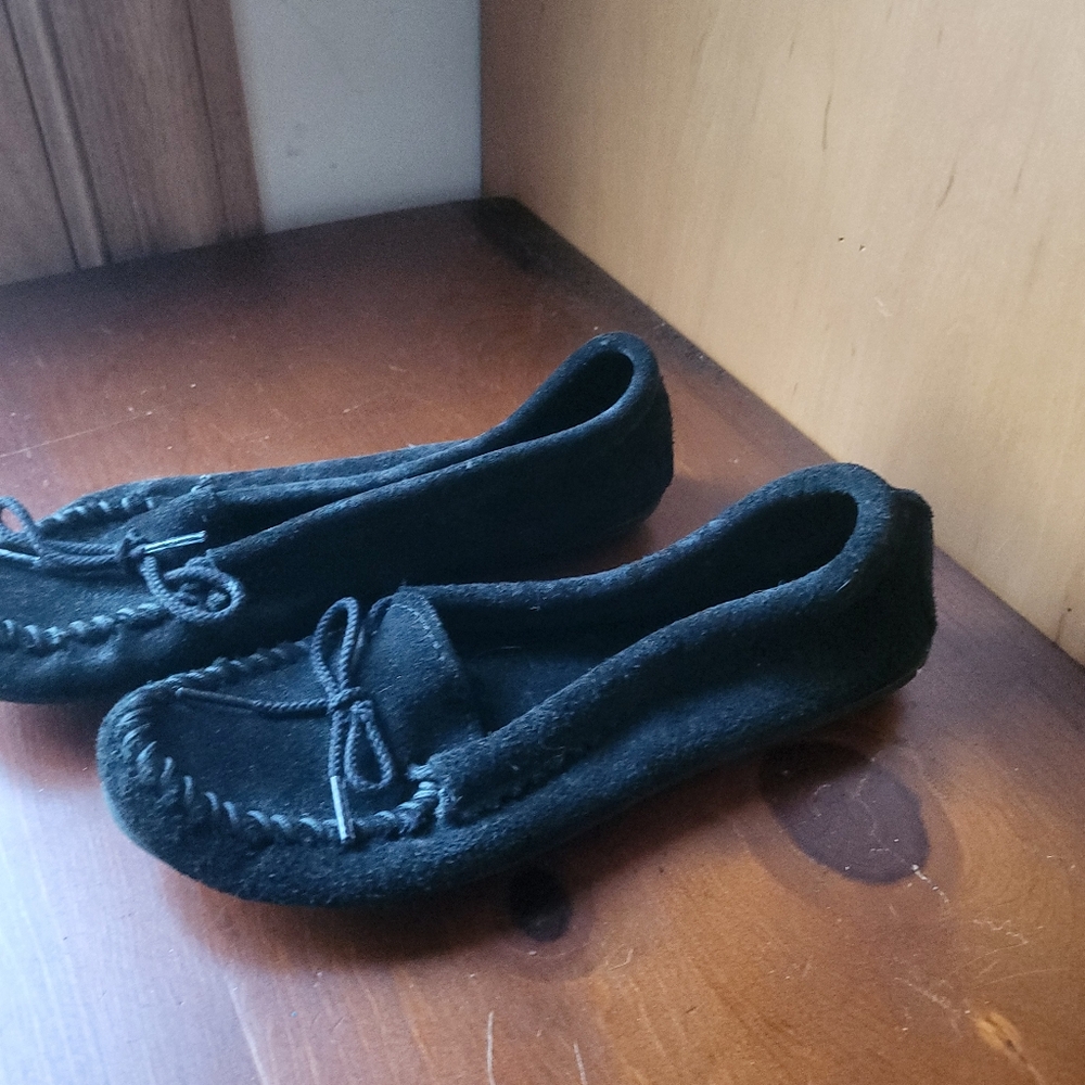Black Moccasins by MINNETONKA